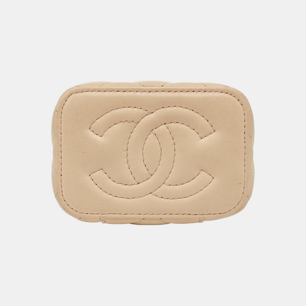 VANITY CASE Mini Quilted Lambskin Pink