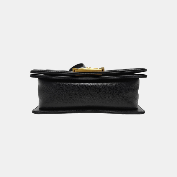 BOY CHANEL Small Quilted Grained Calfskin Black