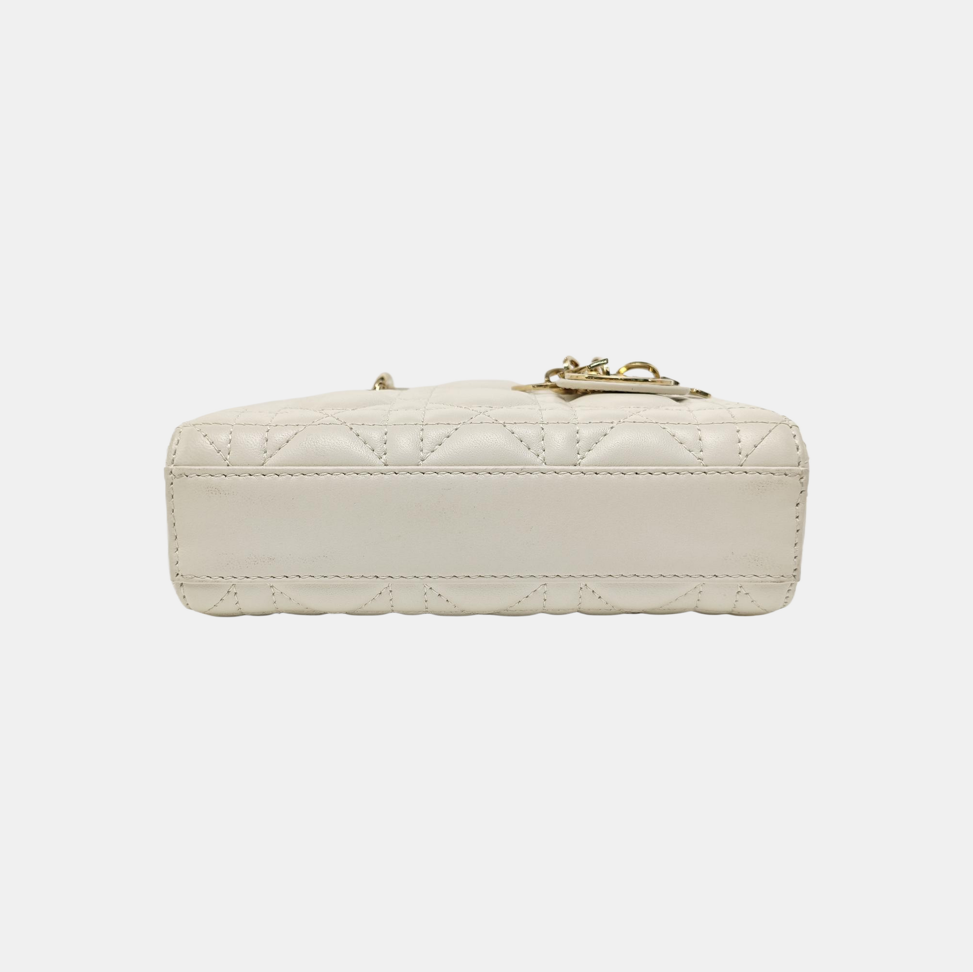 Lady D-Joy Super Mini Cannage Lambskin White
