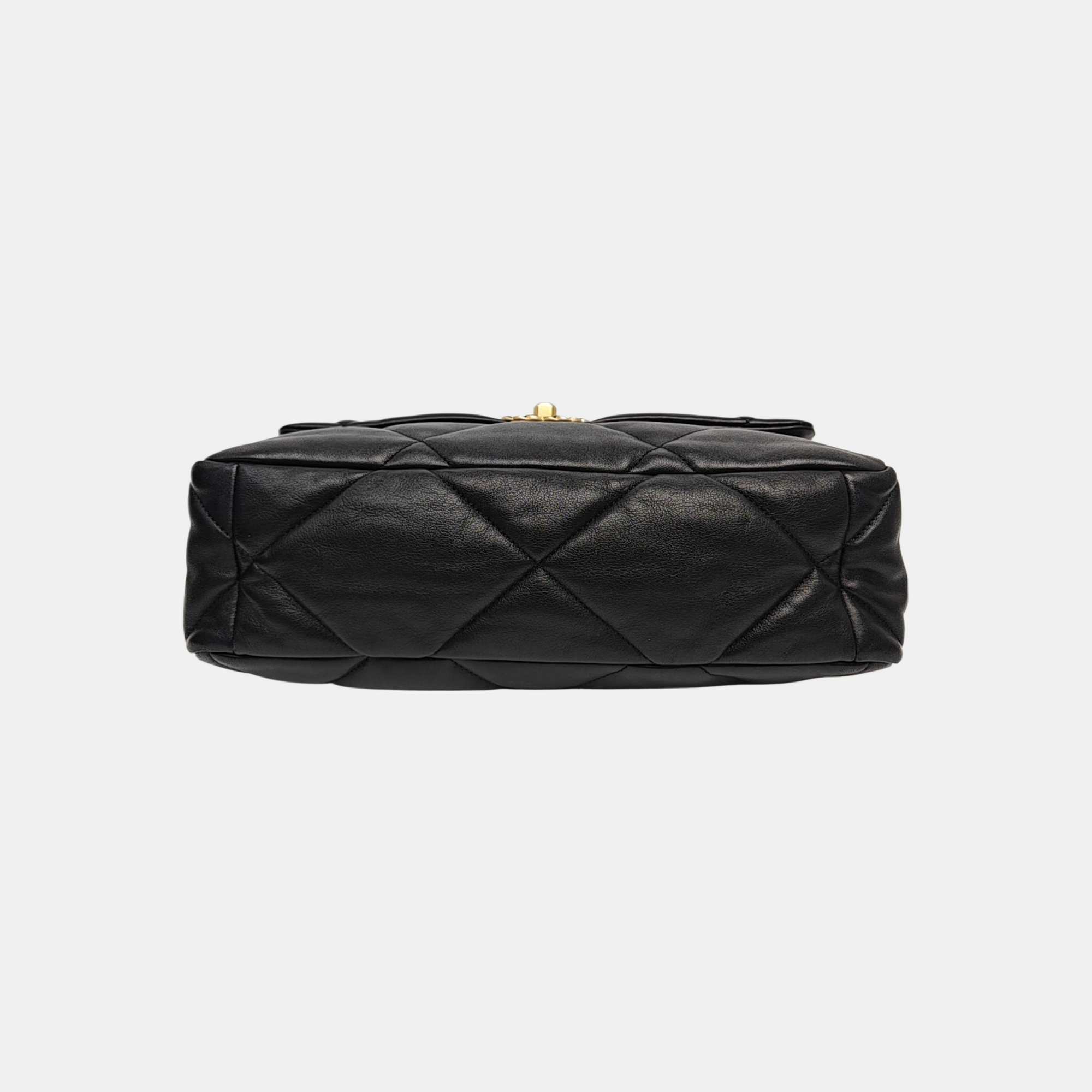 CHANEL 19 Large Quilted Lambskin Black