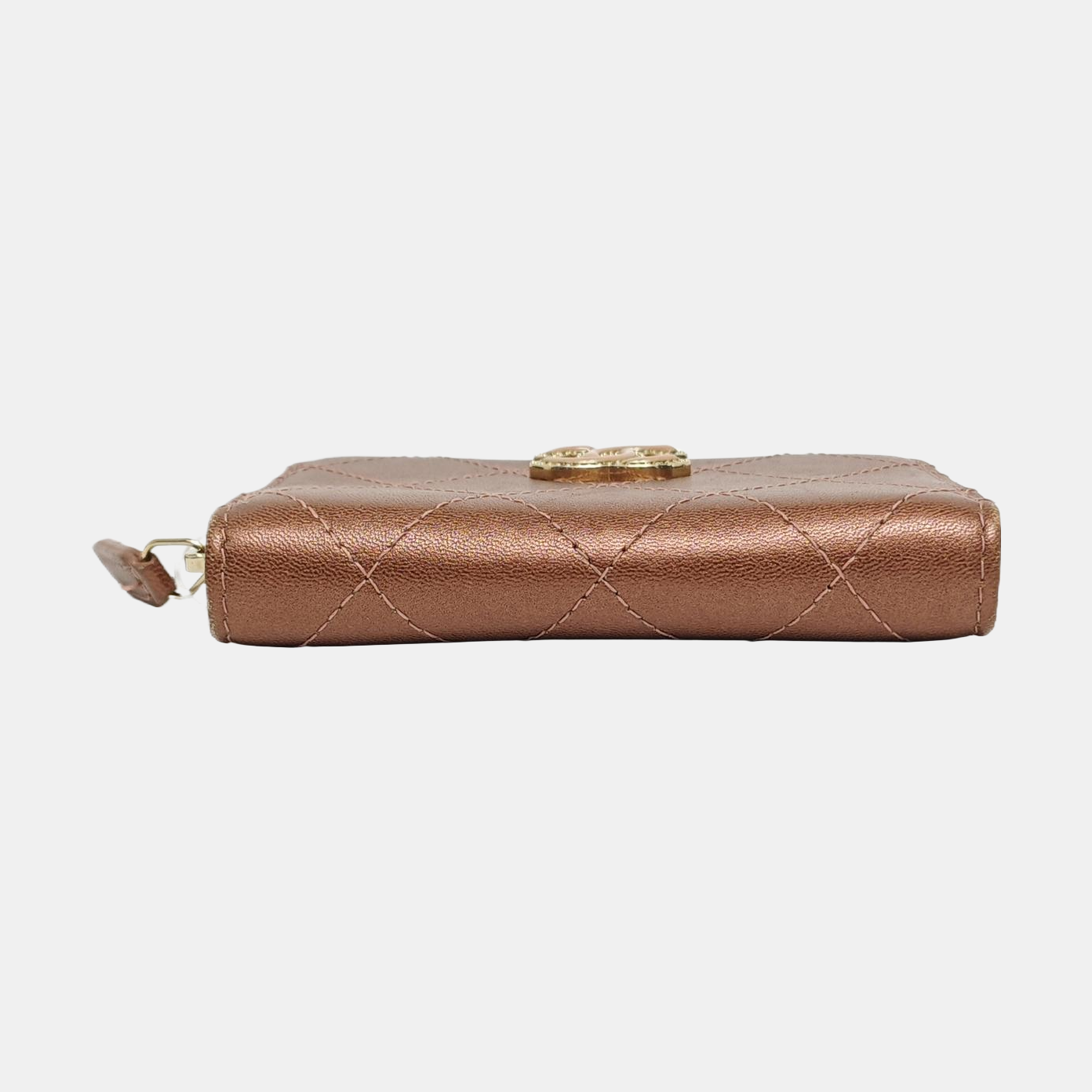 Quilted Lambskin Card Holder Beige