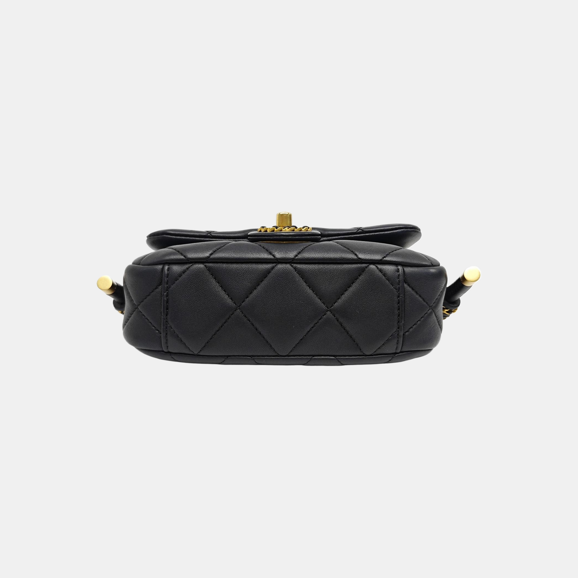 Quilted Lambskin Shoulder Bag Black