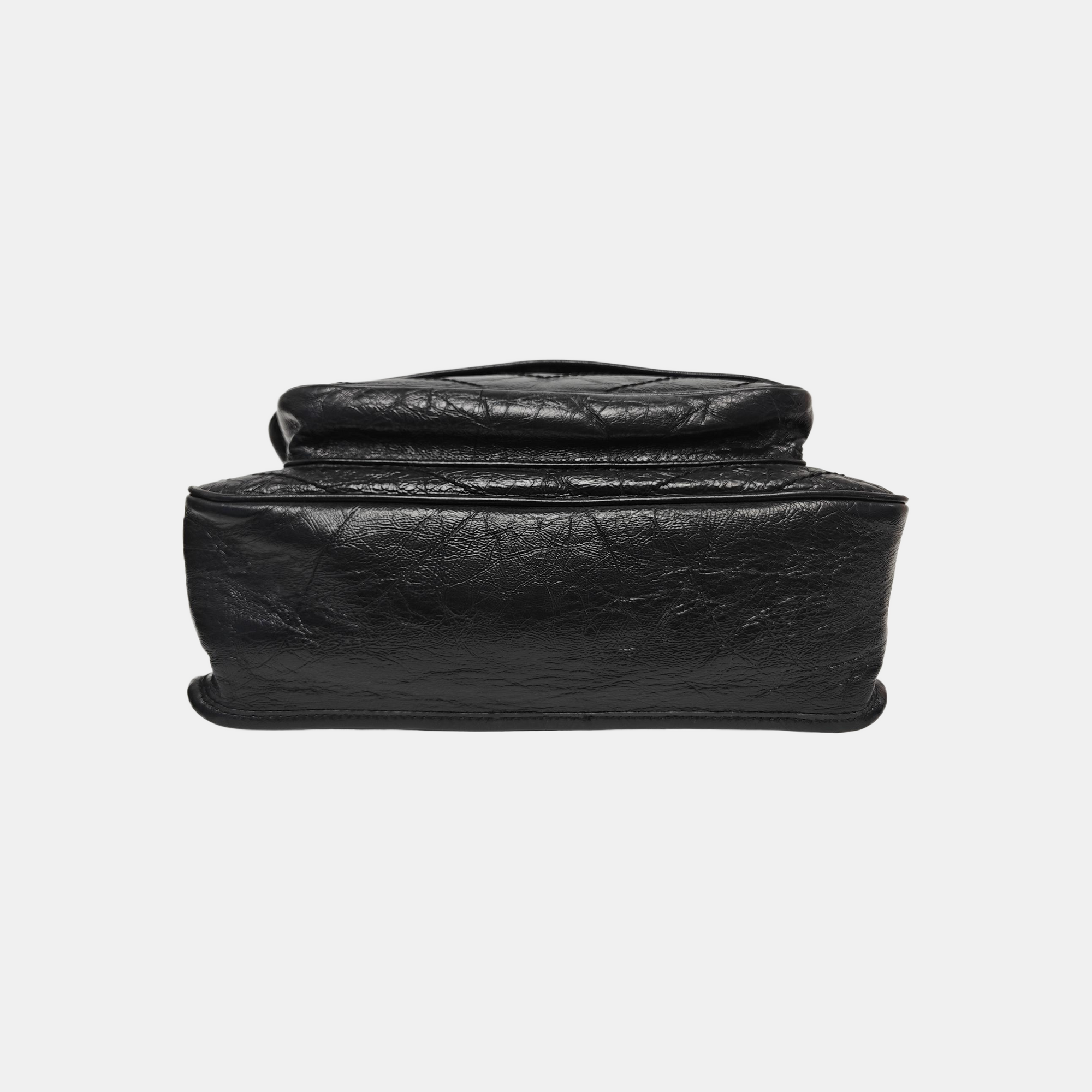 NIKI Medium Chevron Calfskin Black