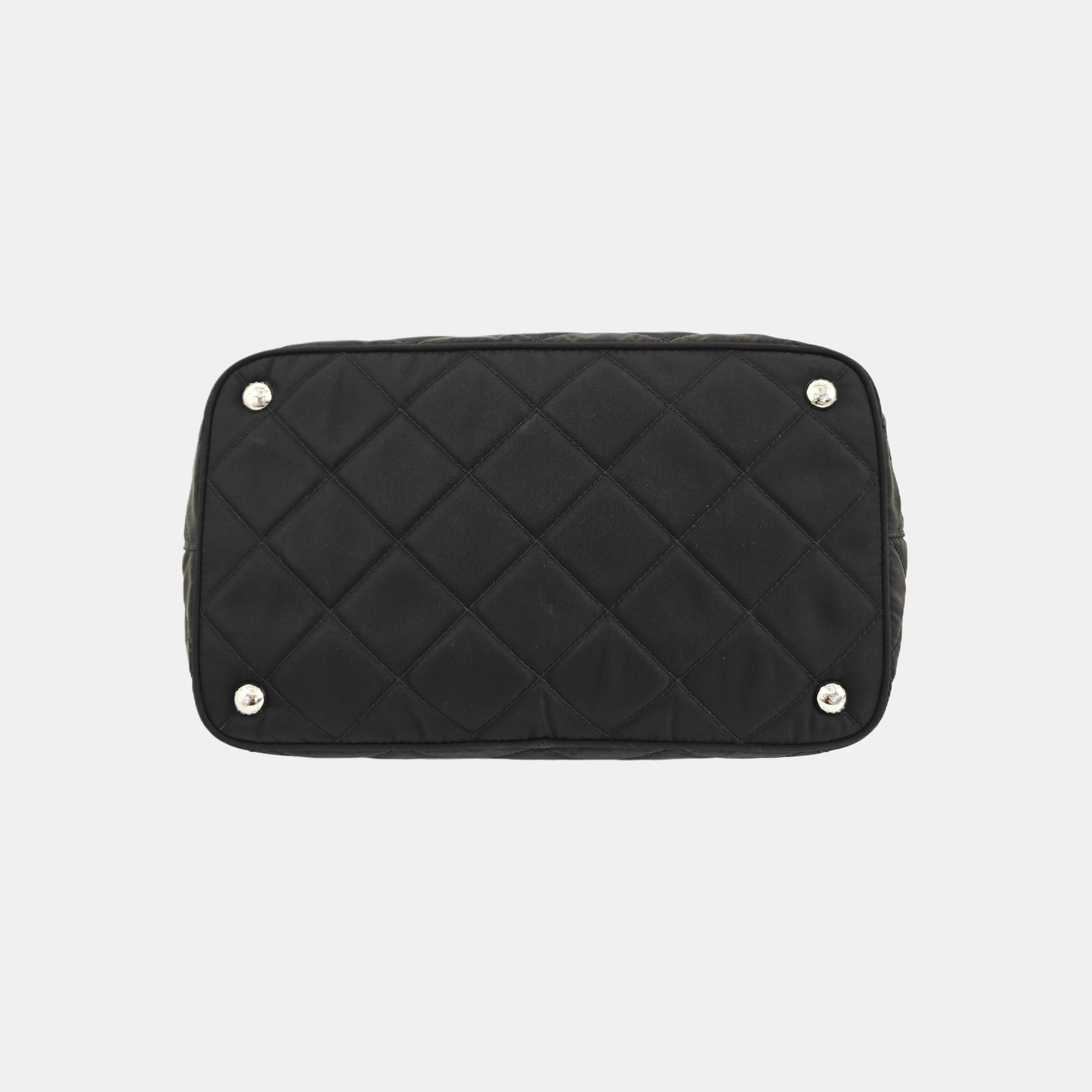 Quilted Nylon Tote Bag Black