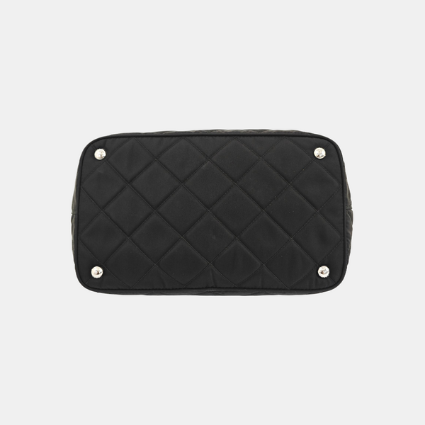 Quilted Nylon Tote Bag Black