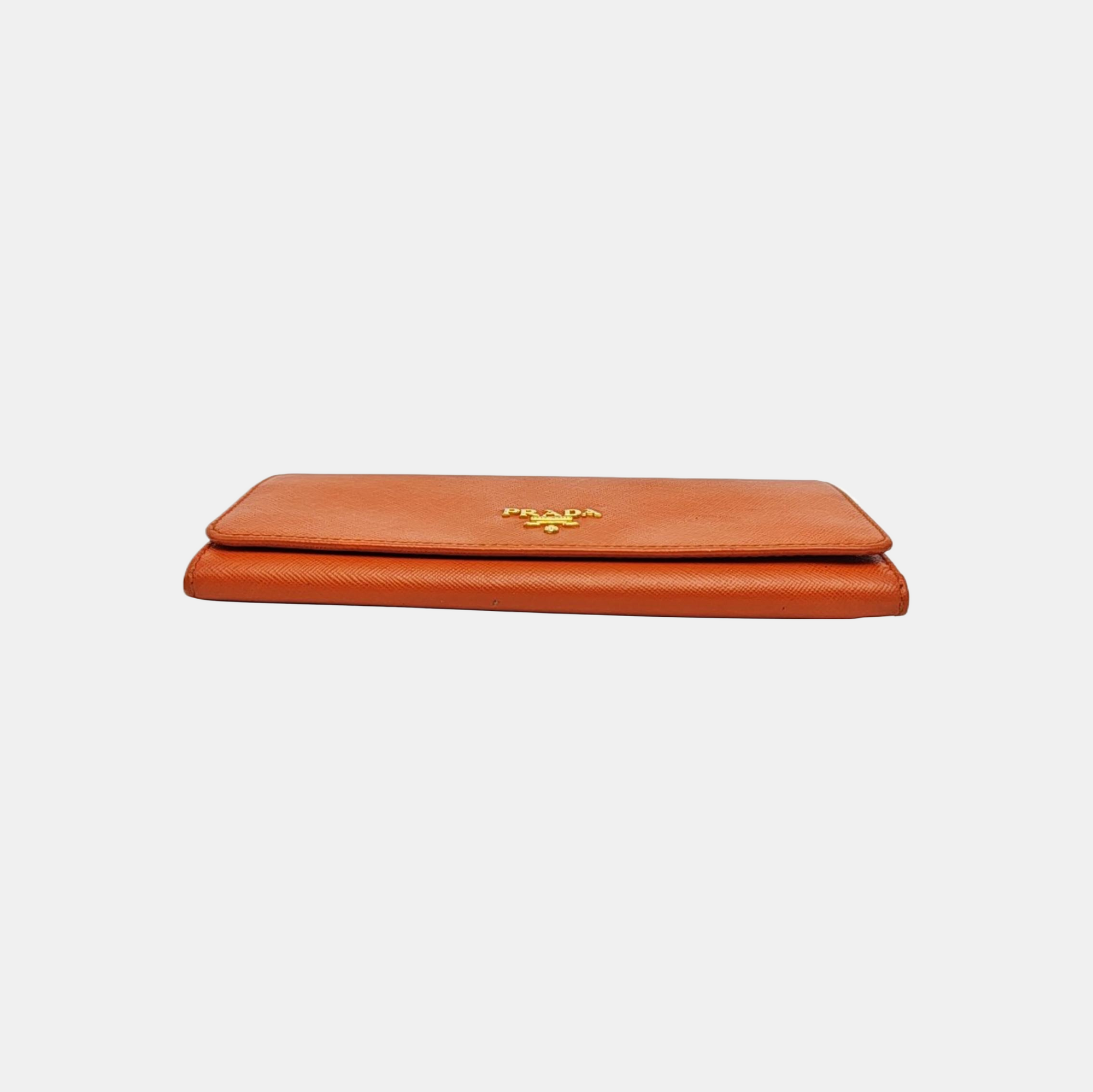 Fold Wallet Saffiano Calfskin Orange Wallet