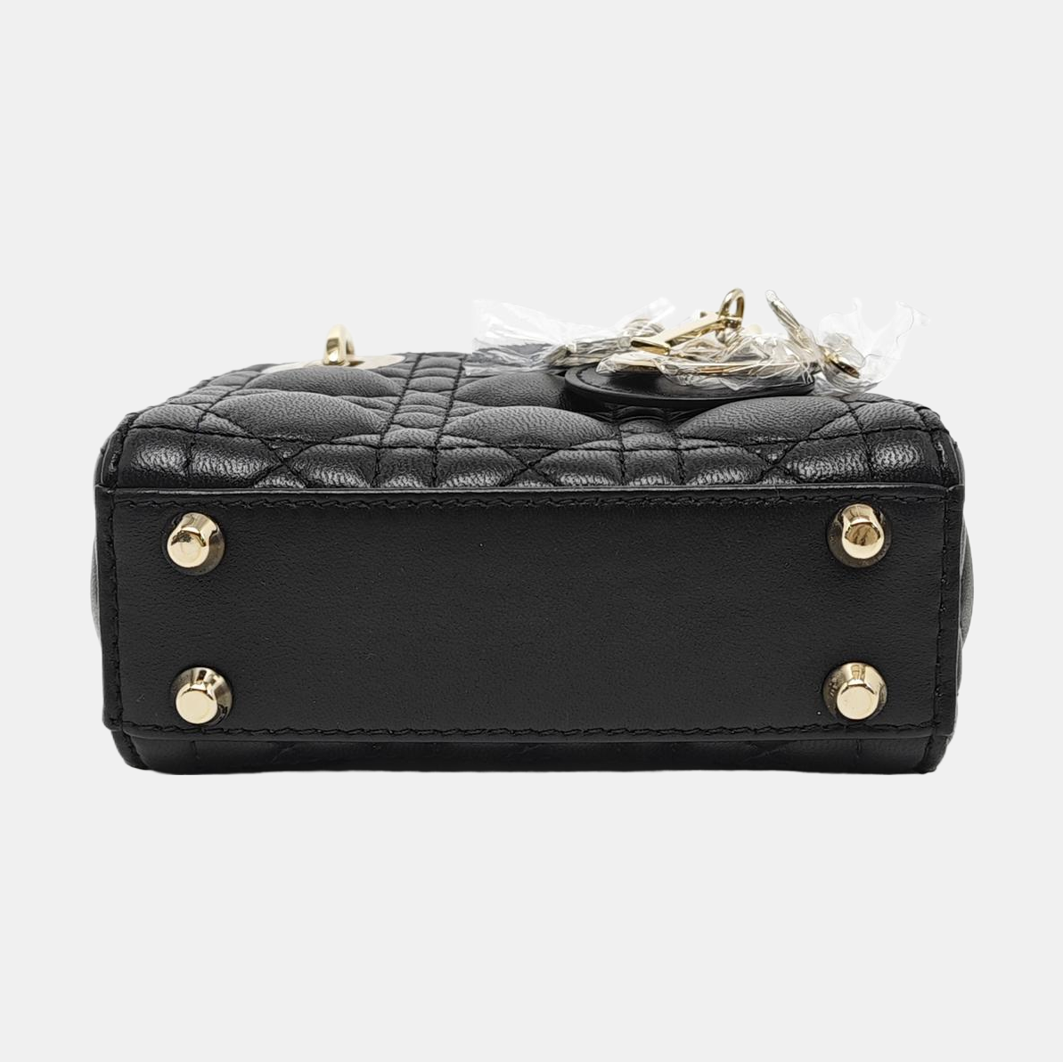 Authenticated pre-owned  Lady Dior Super Mini Quilted Lambskin Black - Tote Bag at Looply