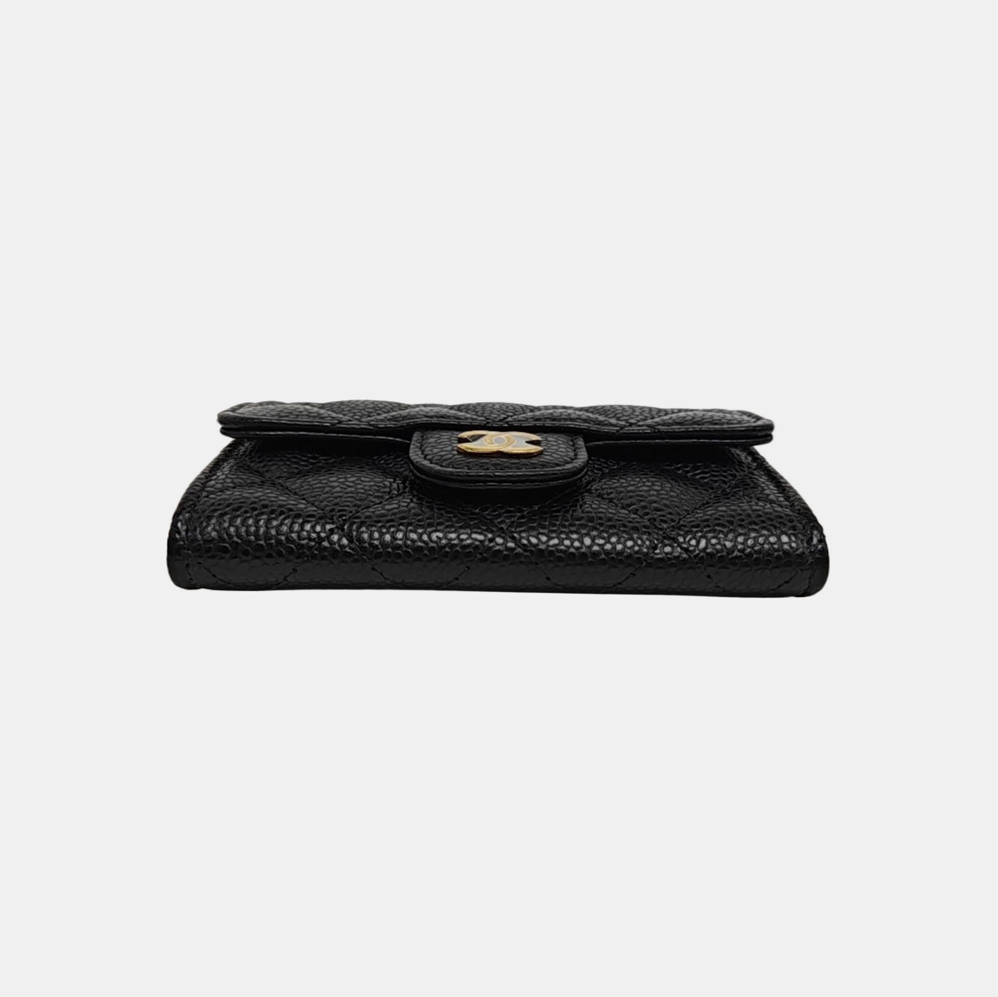 CLASSIC FLAP Quilted Grained Calfskin Black Wallet