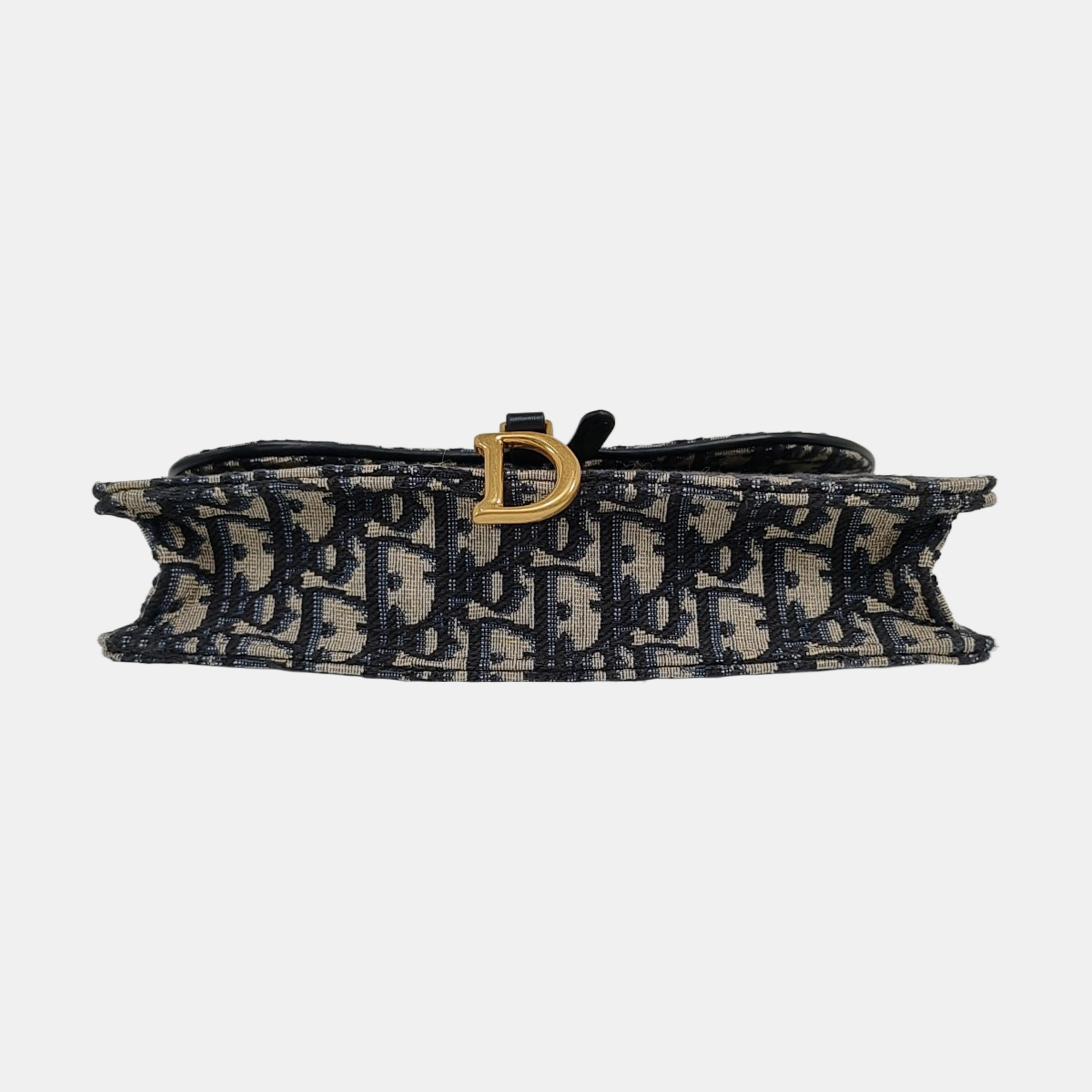 Authenticated pre-owned  Saddle Medium Oblique Canvas Blue - Shoulder Bag at Looply
