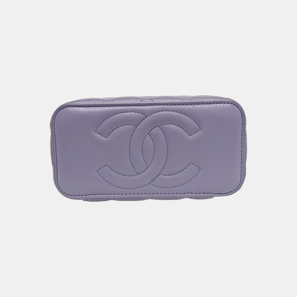 ESTUCHE DE TOCADOR Piel de cordero acolchada Morado