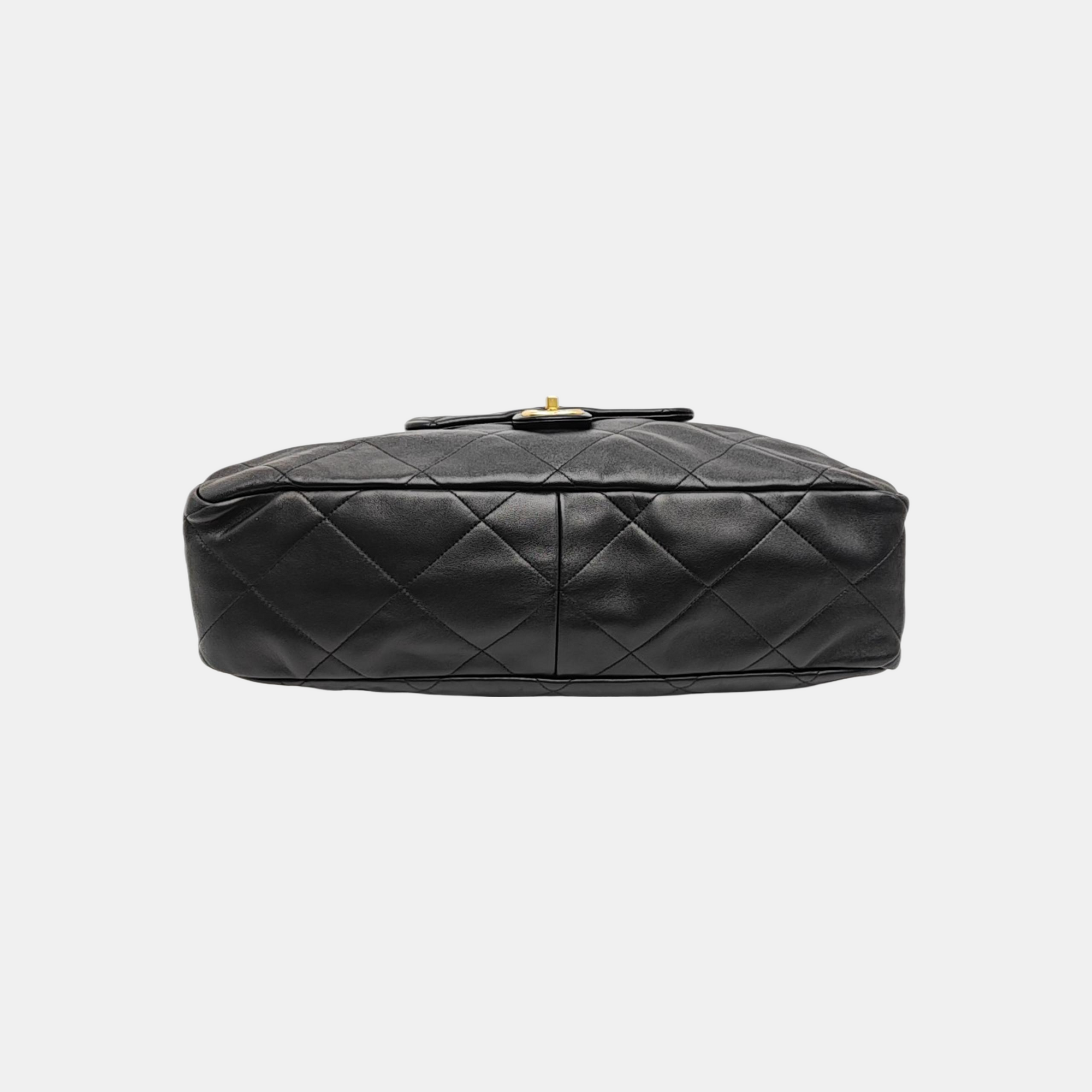 Quilted Lambskin Tote Bag Black