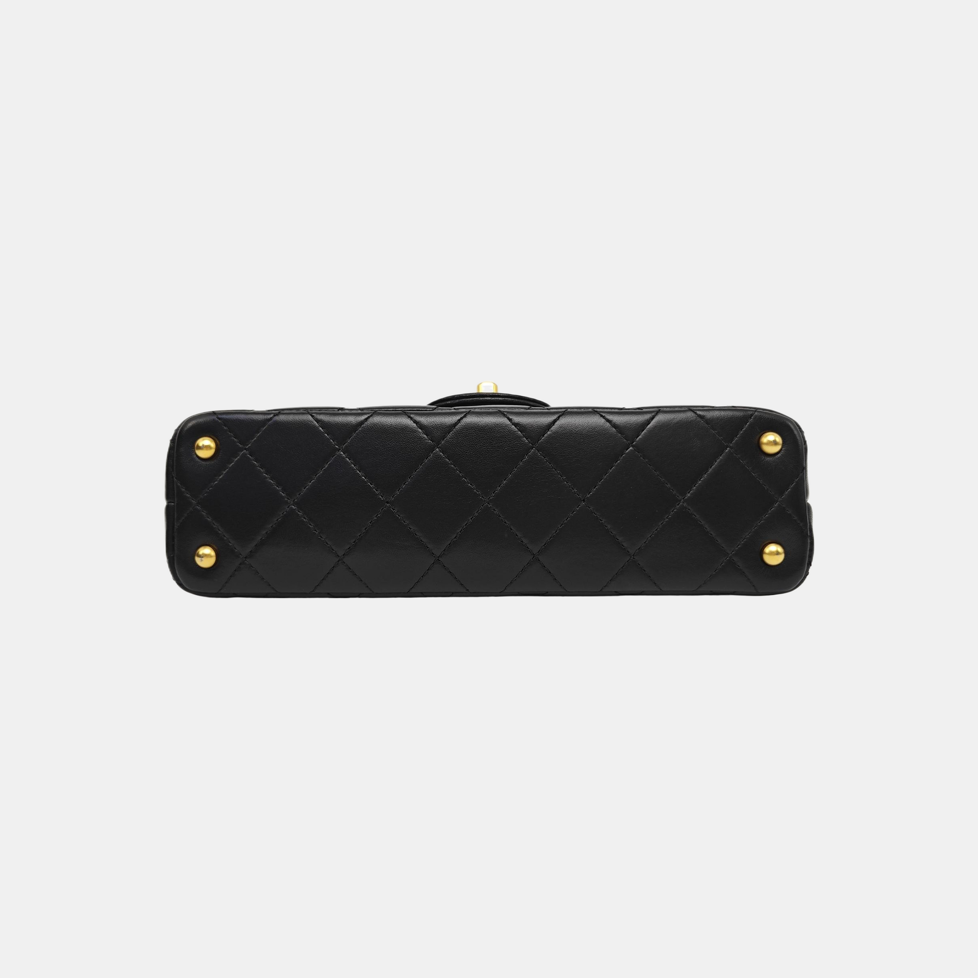Quilted Lambskin Shoulder Bag Black