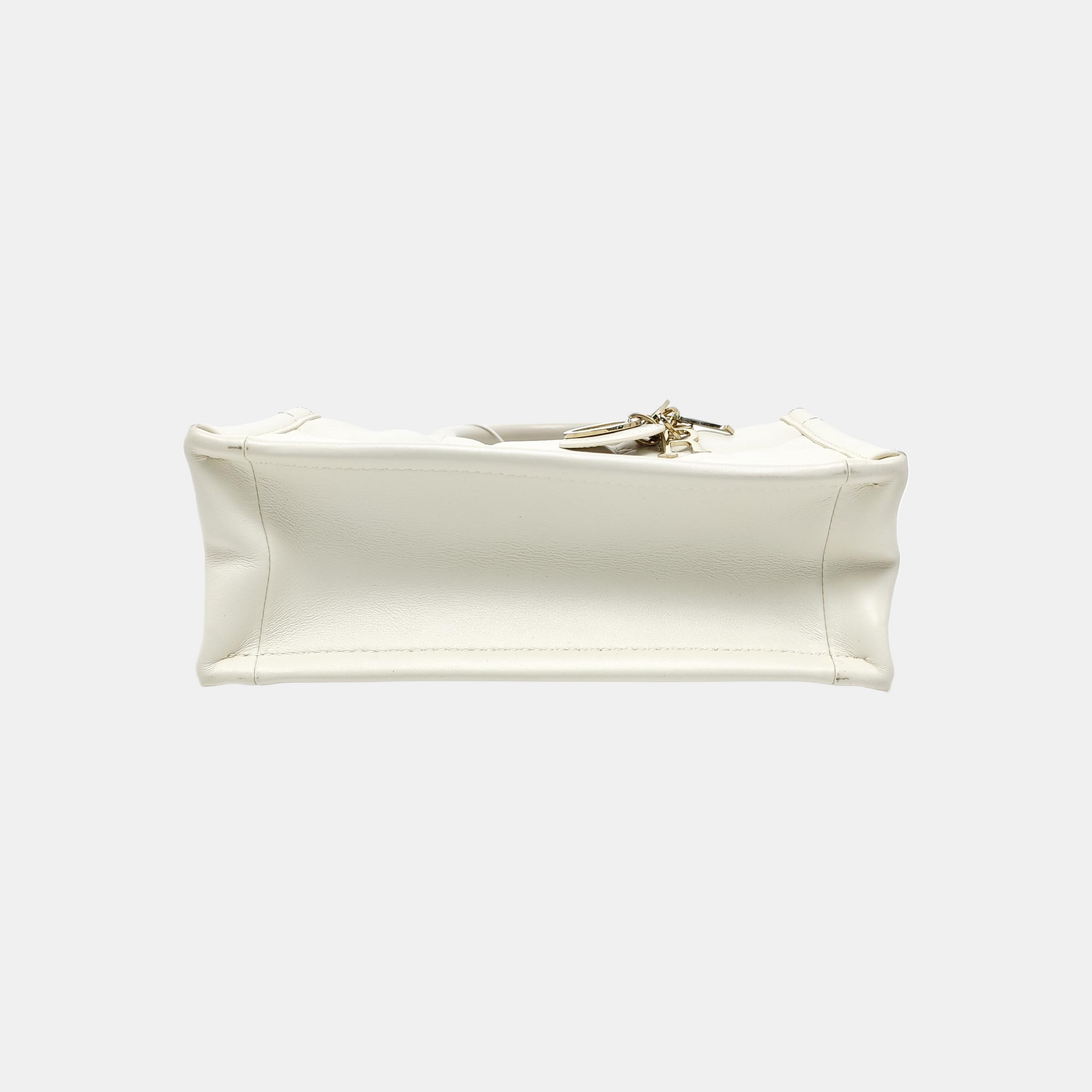 Book Tote Mini Cannage Calfskin White