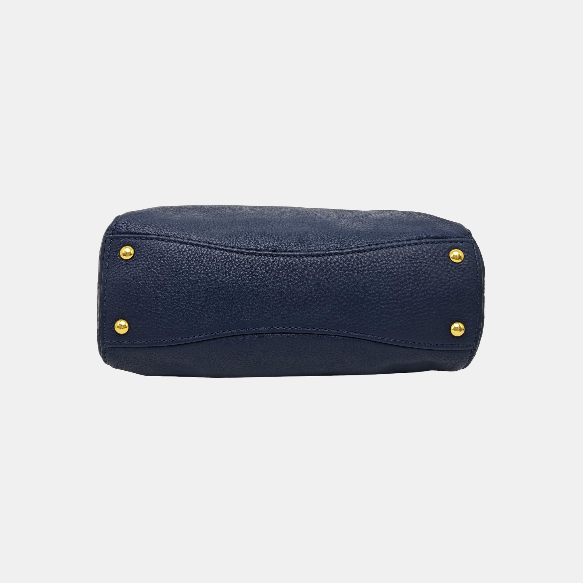 Calfskin Top Handle Bag Blue