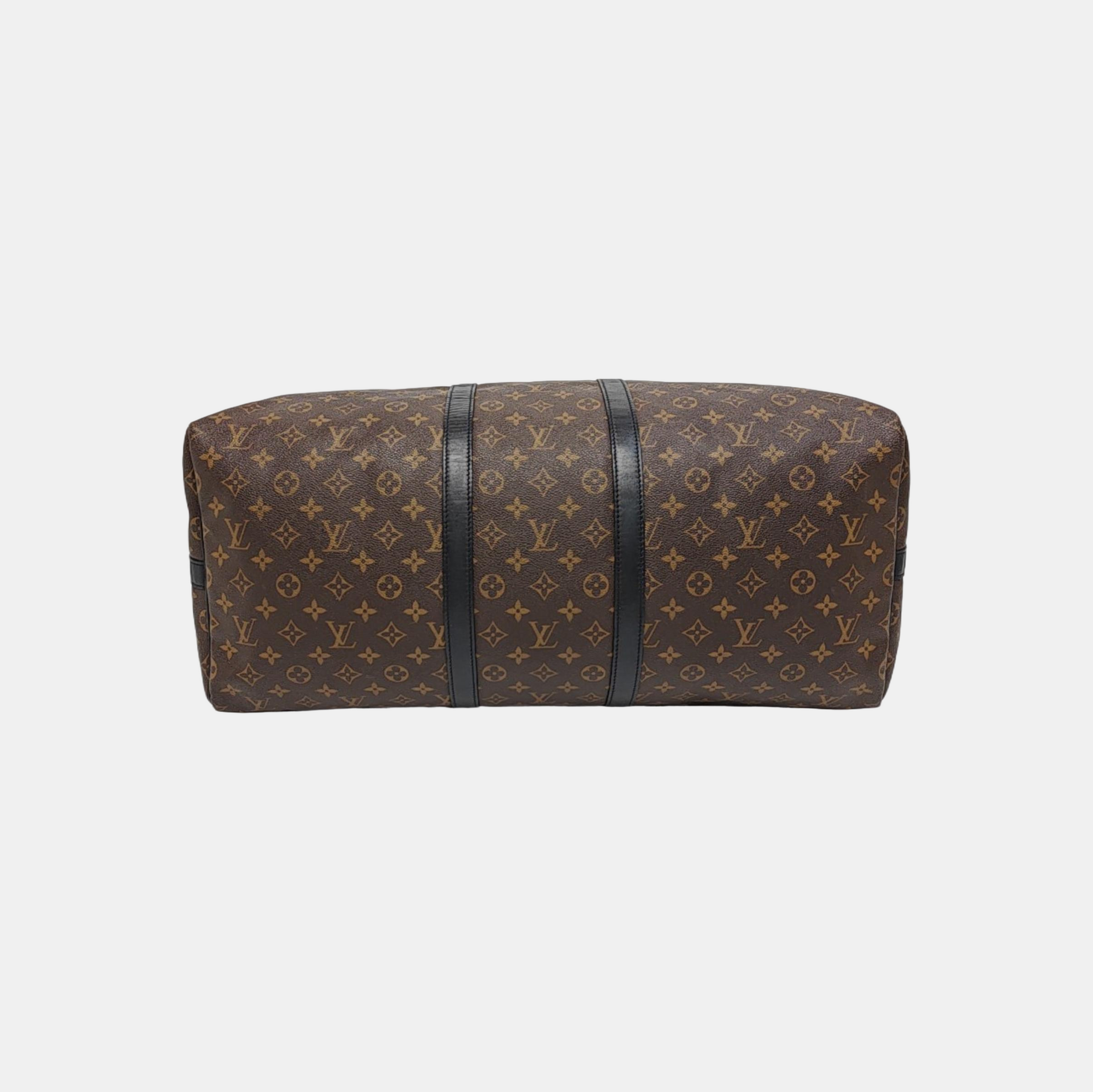 KEEPALL 55 Monogram Coated Canvas Brown