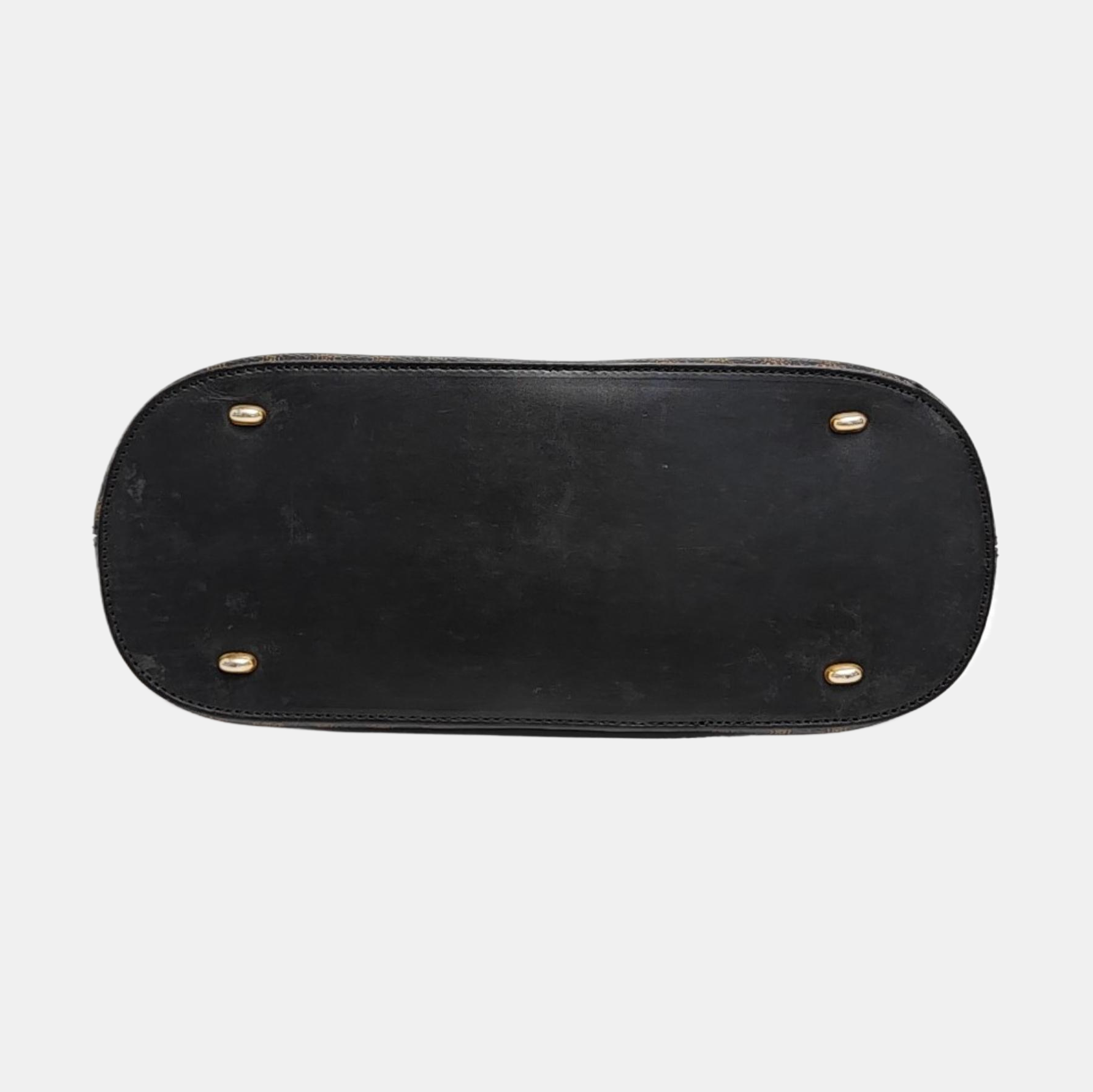 Coated Canvas Top Handle Bag Brown