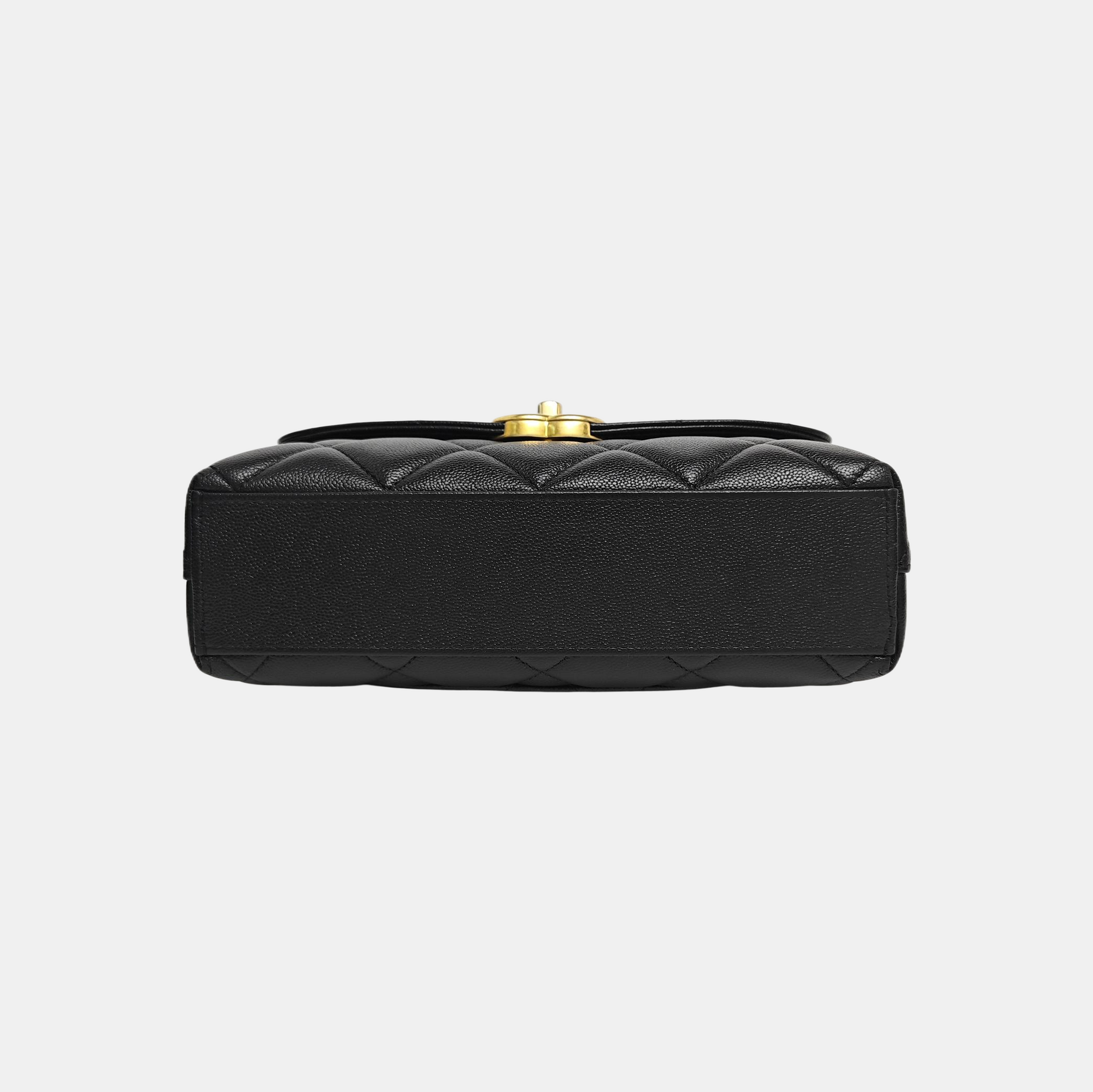 Quilted Grained Calfskin Shoulder Bag Black