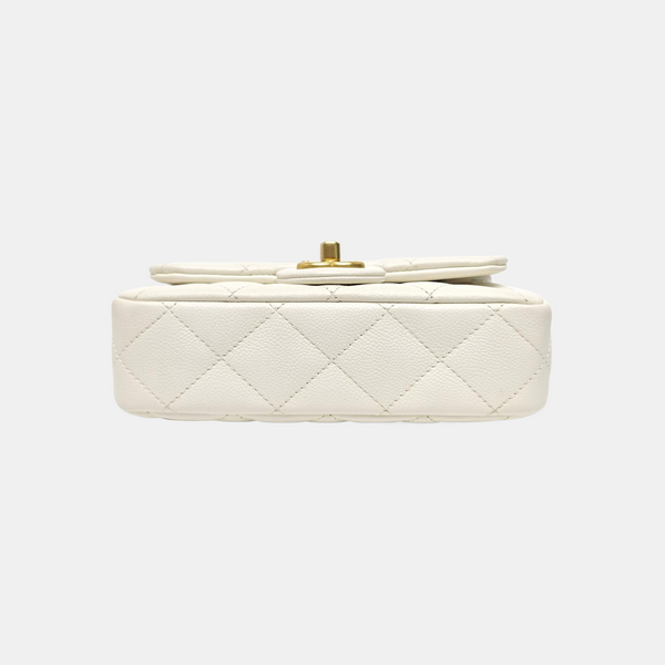CLASSIC FLAP Small Quilted Grained Calfskin White