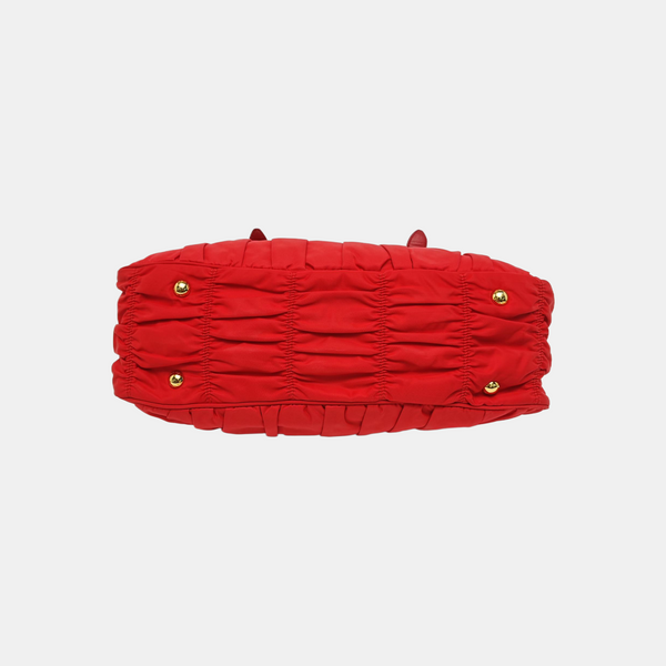 Quilted Nylon Tote Bag Red