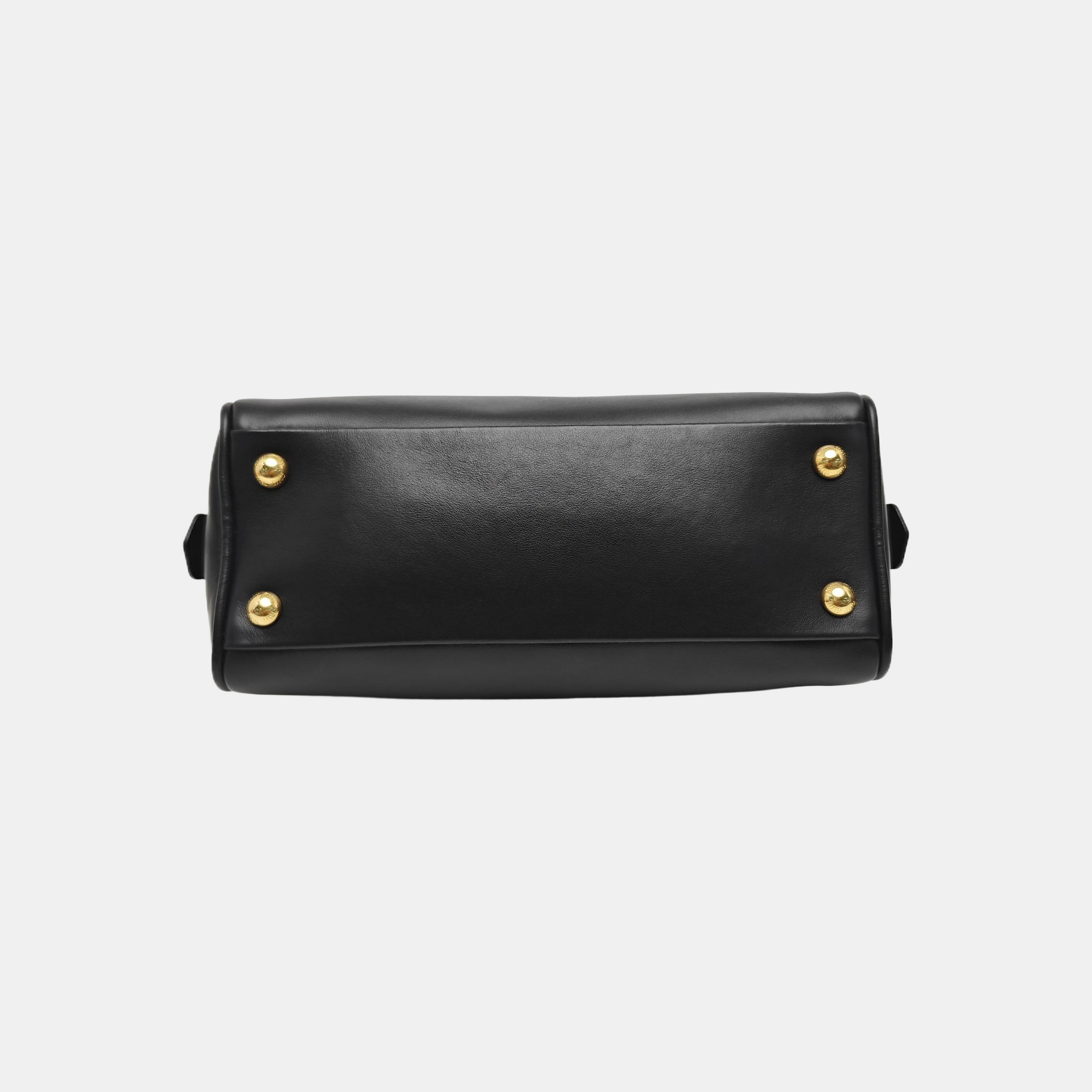 Calfskin Top Handle Bag Black