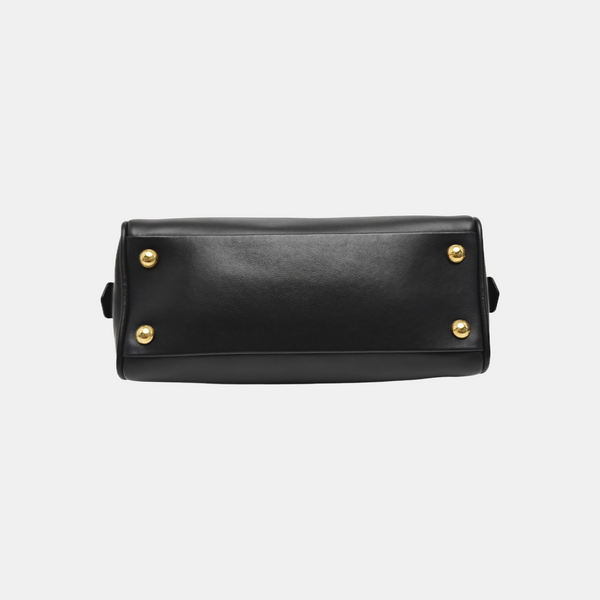 Calfskin Top Handle Bag Black