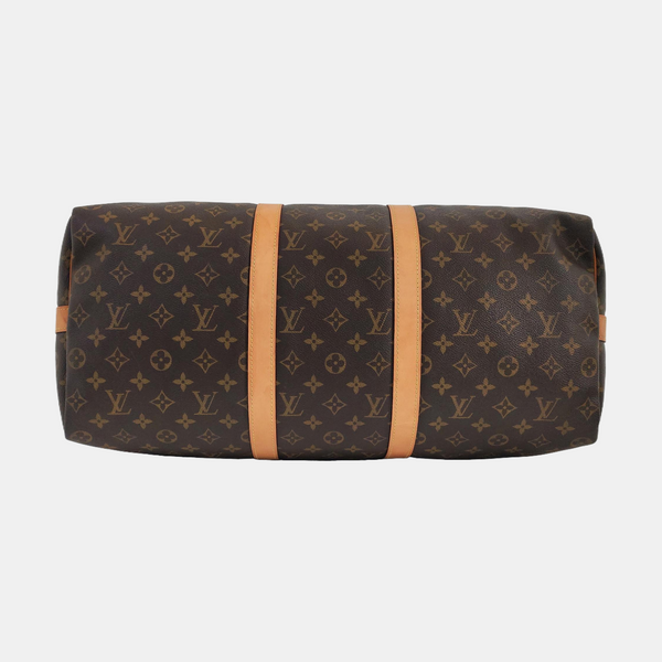 KEEPALL 50 Monogram Coated Canvas Brown