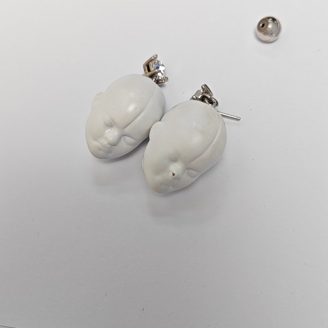 Palladium Plated White Stud Earrings