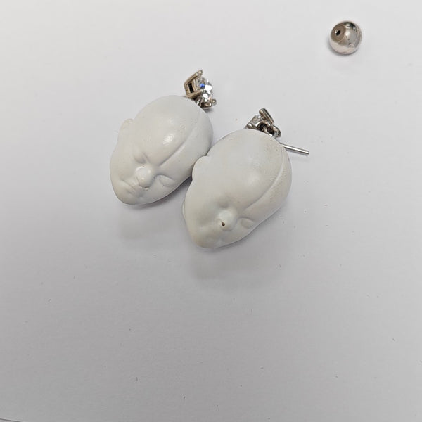 Palladium Plated White Stud Earrings