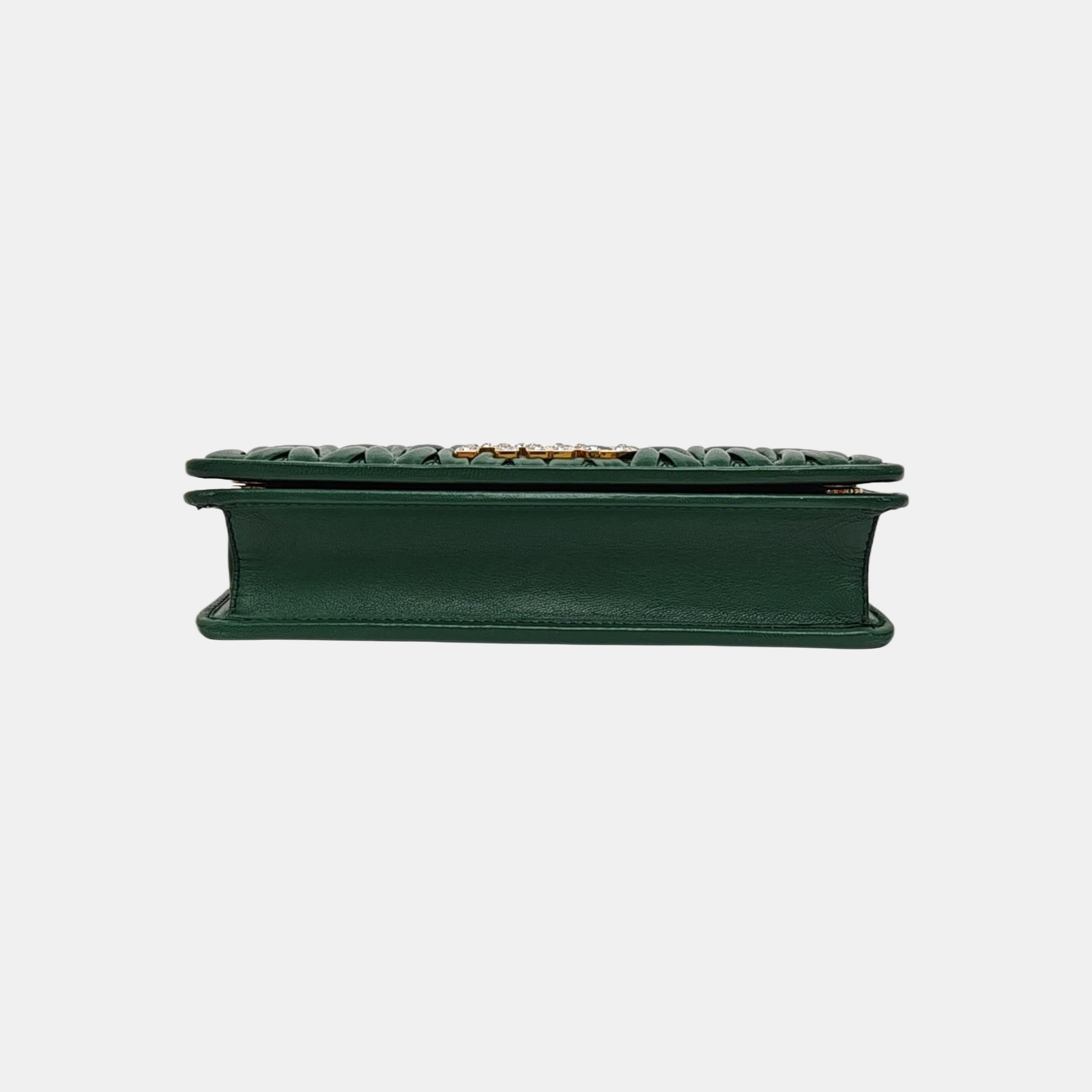 My Miu Quilted Lambskin Green