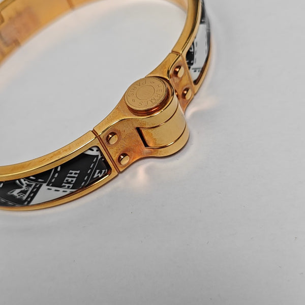 Enamel Hinged Bracelet Metal Rose Gold Bangle