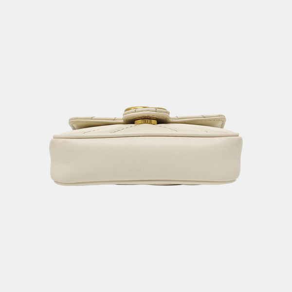 GG Marmont Super Mini Quilted Calfskin White