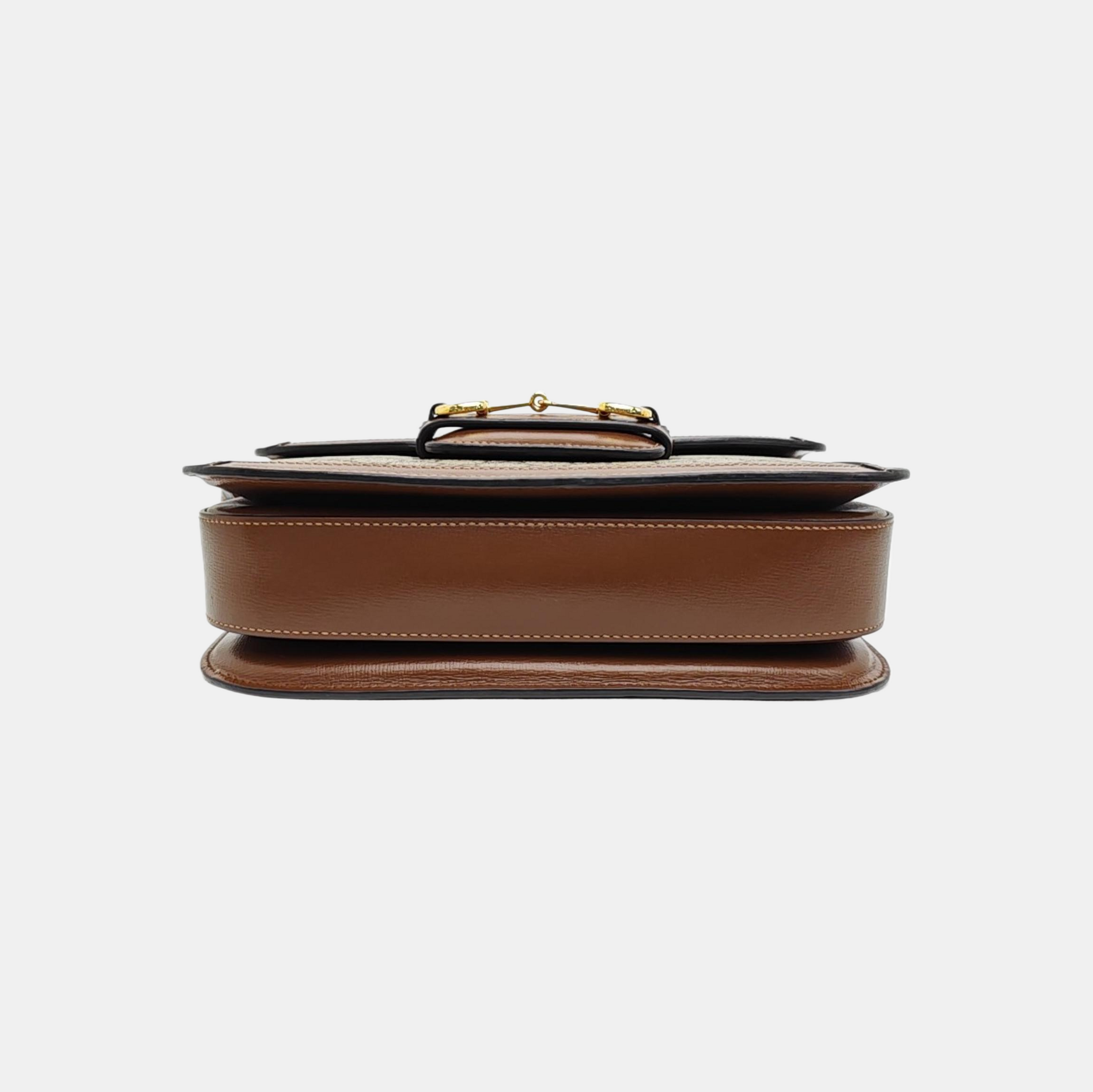 Horsebit 1955 Medium Monogram Coated Canvas Beige