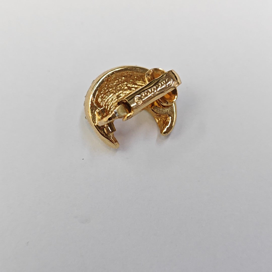 Twist Round Metal Gold Clip On Earrings
