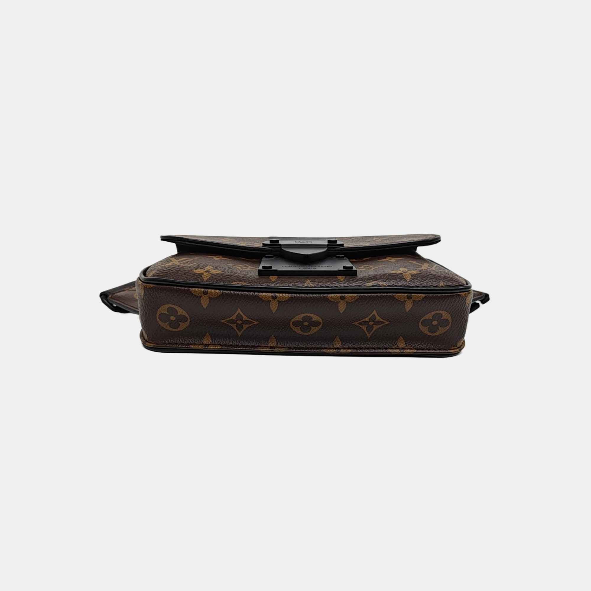 S LOCK Monogram Coated Canvas Brown