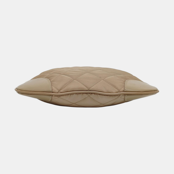 Quilted Nylon Shoulder Bag Beige