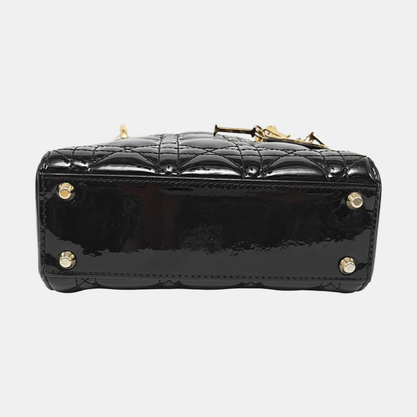 Lady Dior Mini Quilted Patent Leather Black