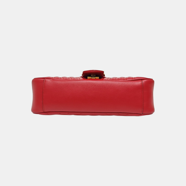 GG Marmont Medium Quilted Calfskin Red