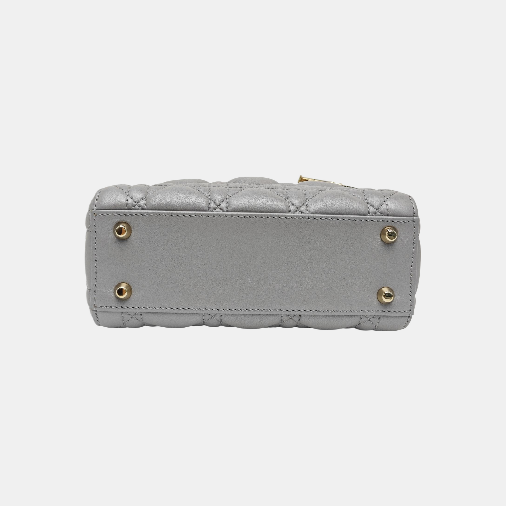 Lady Dior Mini Cannage Lambskin Gray
