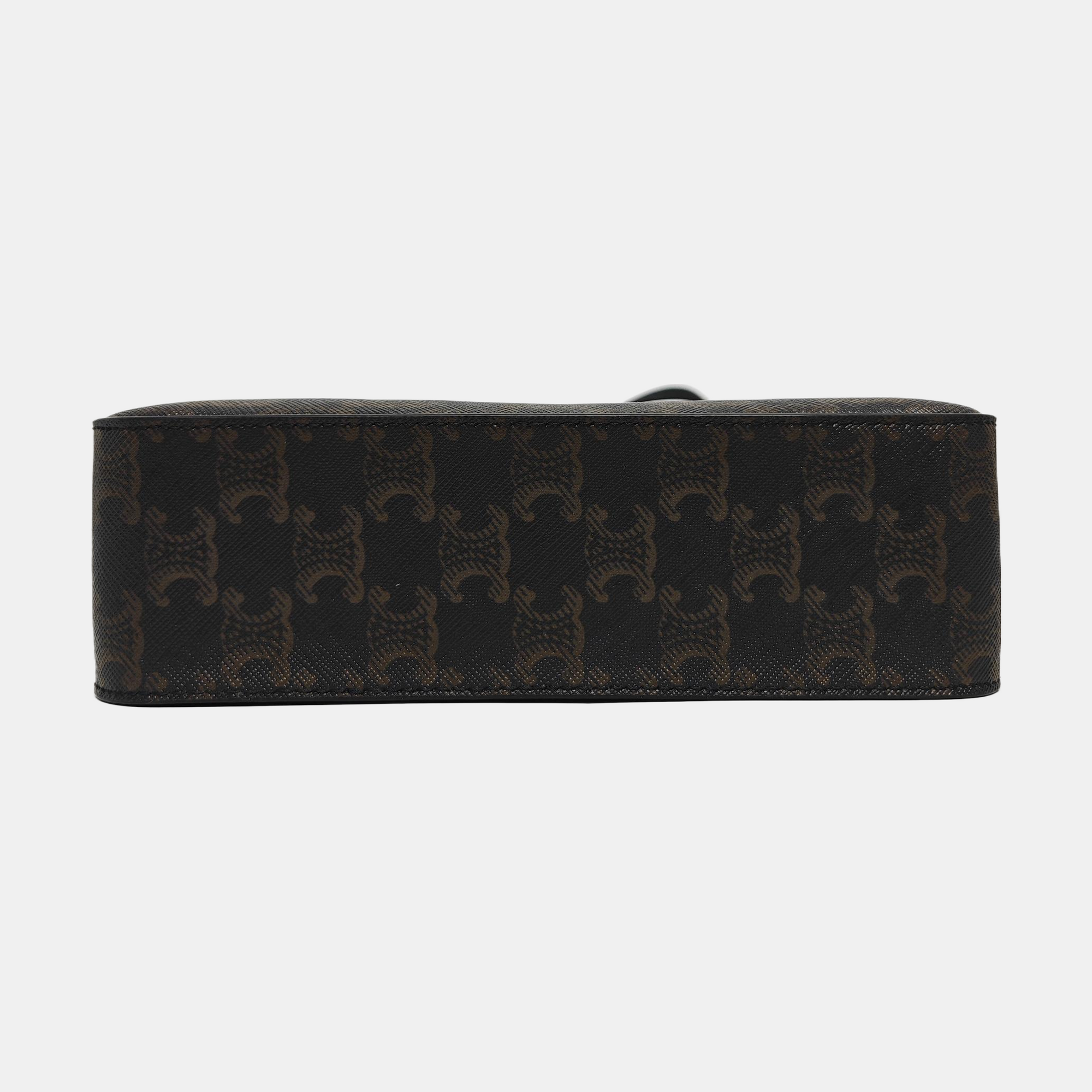 Authenticated pre-owned  TRIOMPHE CANVAS Small Coated Canvas Brown - Shoulder Bag at Looply