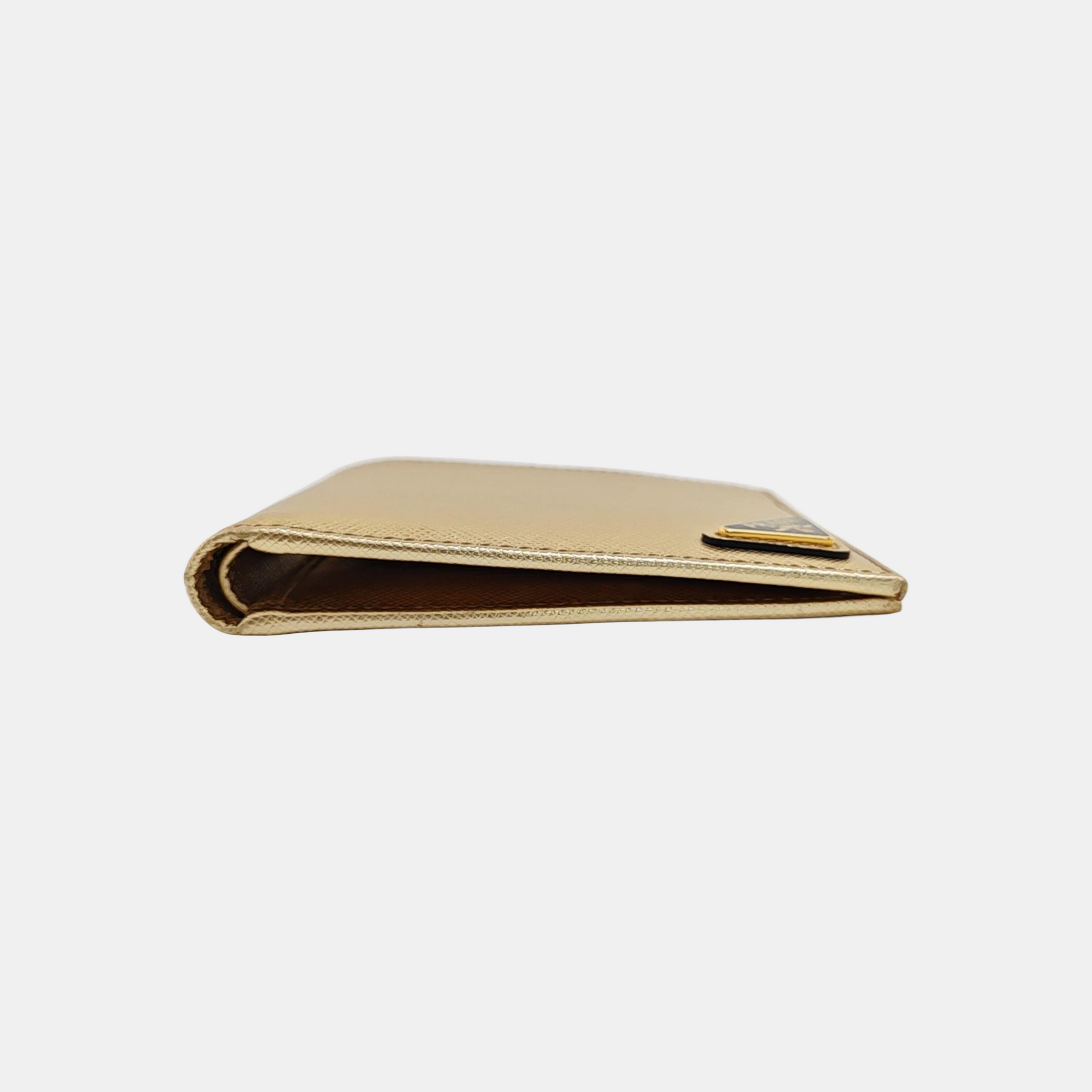 Saffiano Calfskin Wallet Gold