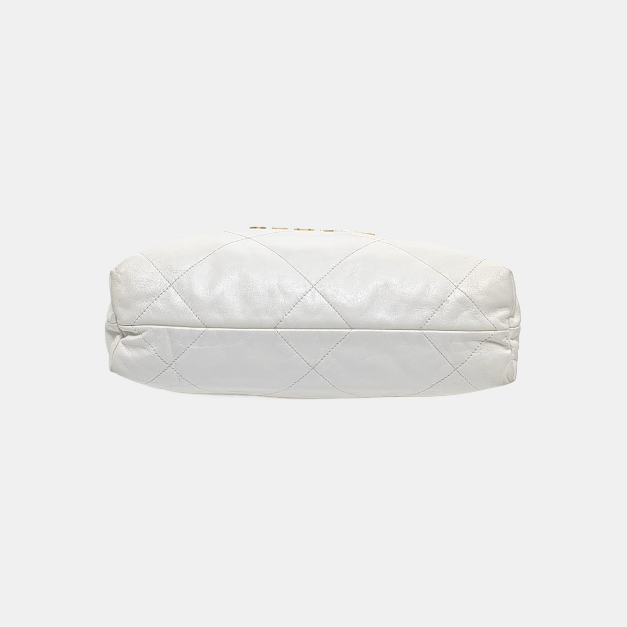CHANEL 22 Small Quilted Calfskin White