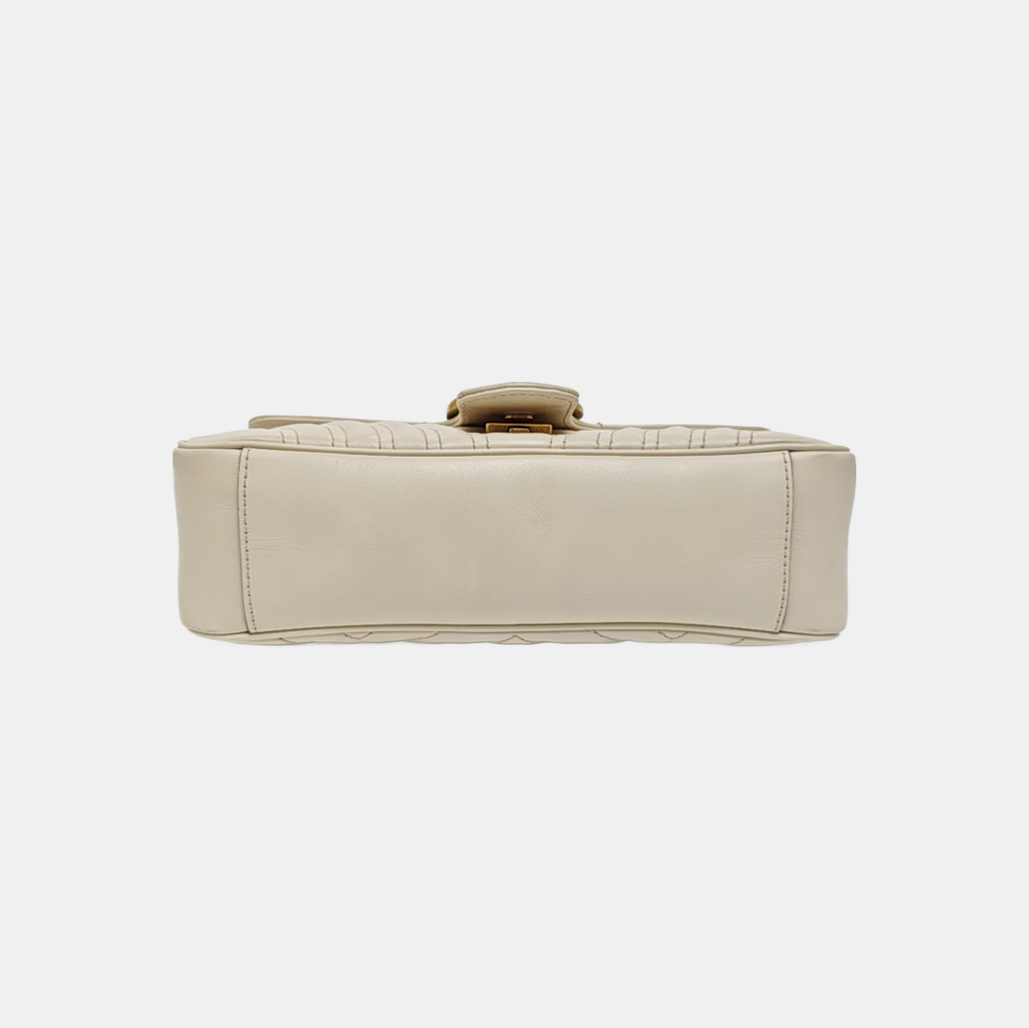 GG Marmont Medium Quilted Calfskin White