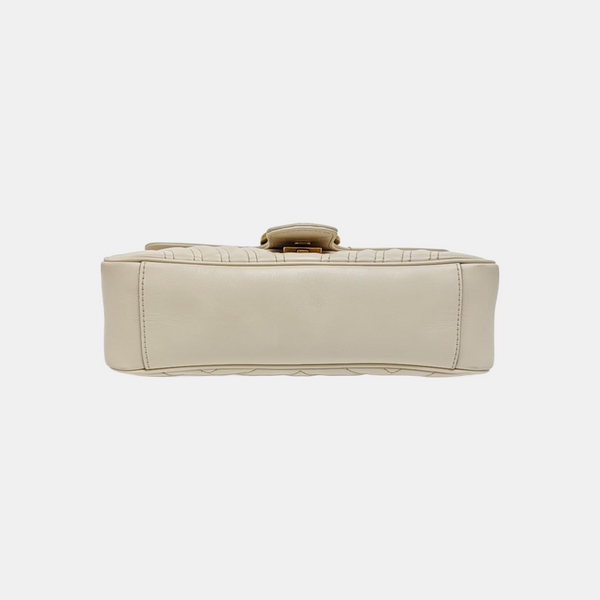 GG Marmont Medium Quilted Calfskin White