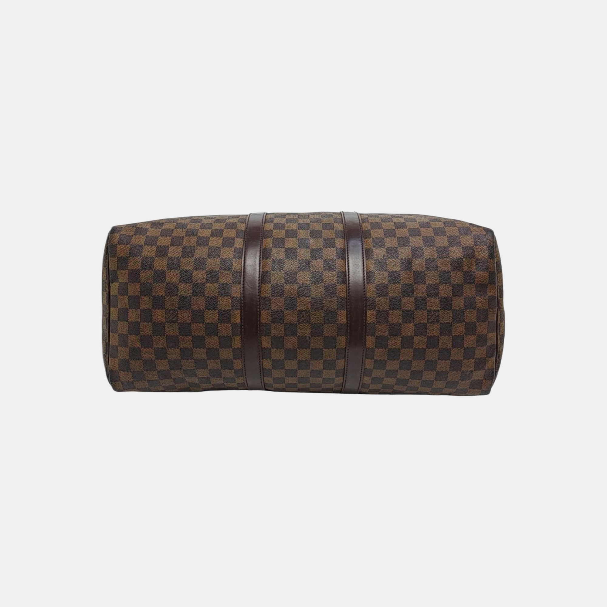 KEEPALL 50 Damier Ebene Coated Canvas Brown