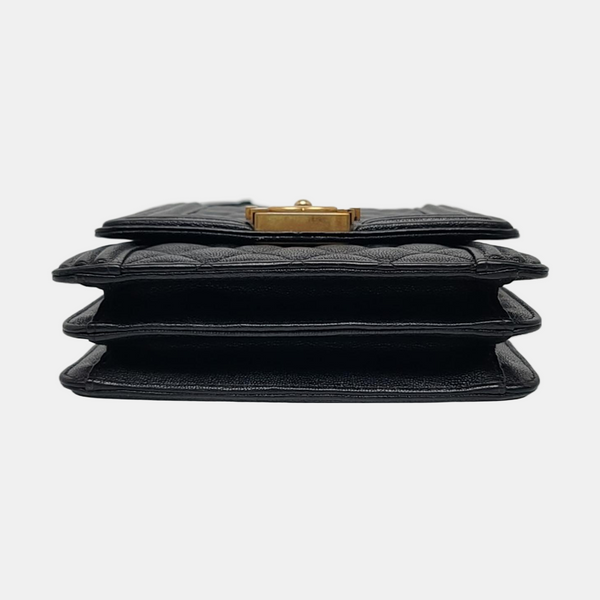 BOY CHANEL Mini Quilted Grained Calfskin Black