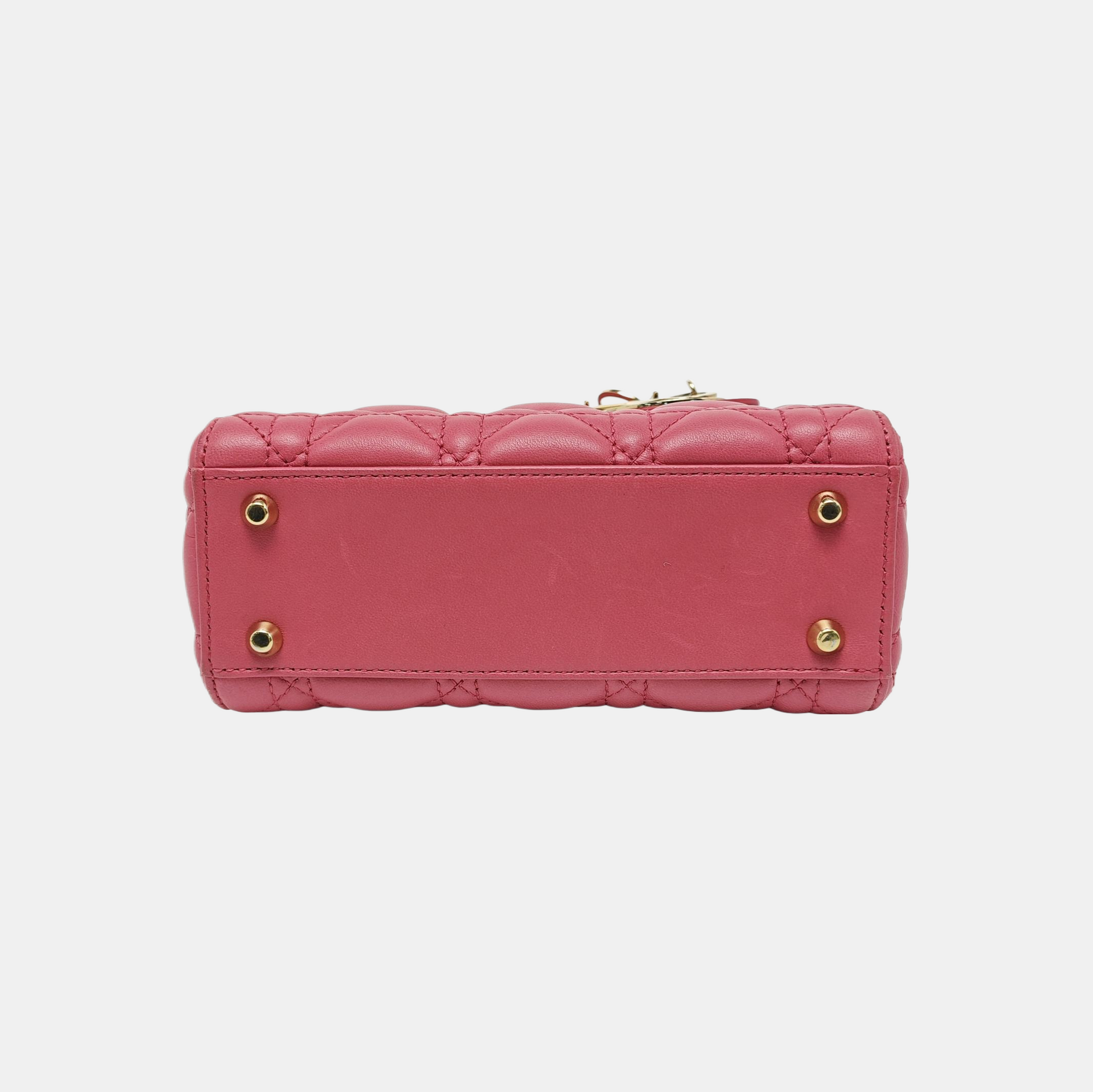 Lady Dior Mini en piel de cordero acolchada roja