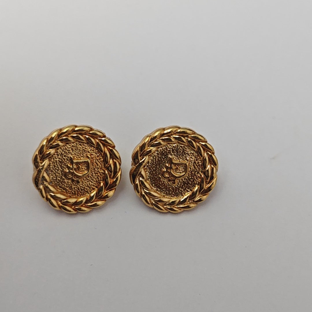 Dior Oblique Metal Gold Clip On Earrings