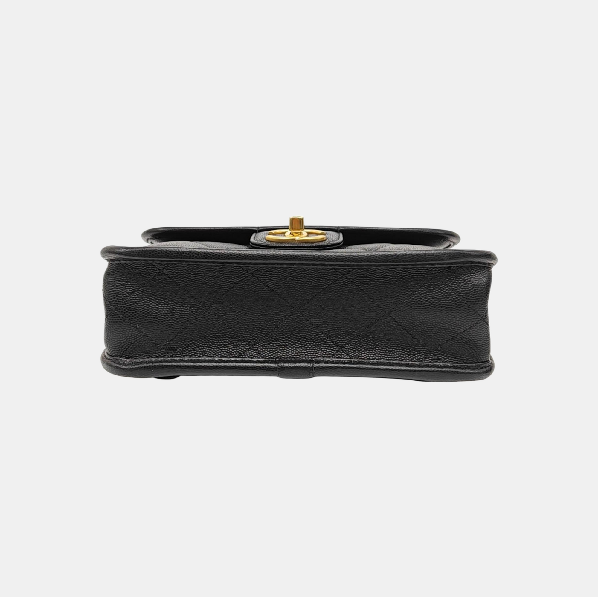 Quilted Grained Calfskin Backpack Black