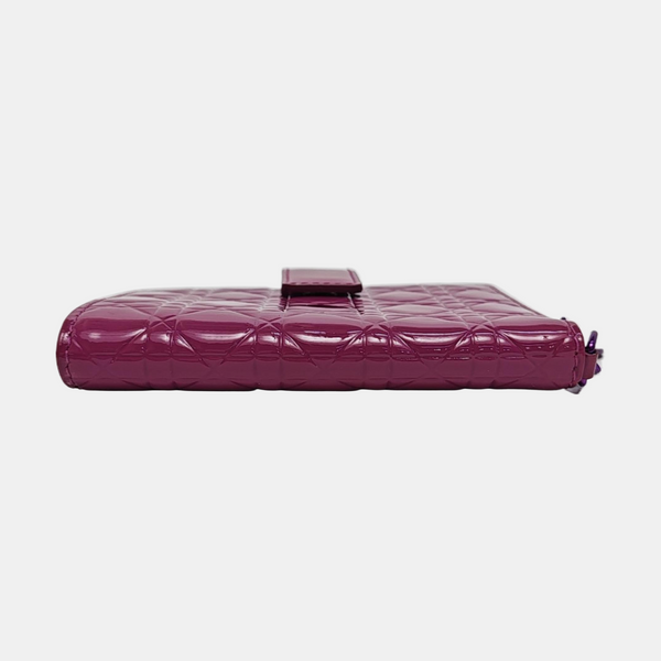 Authenticated pre-owned  Lady Dior Cannage Patent Leather Purple Wallet - Wallet at Looply