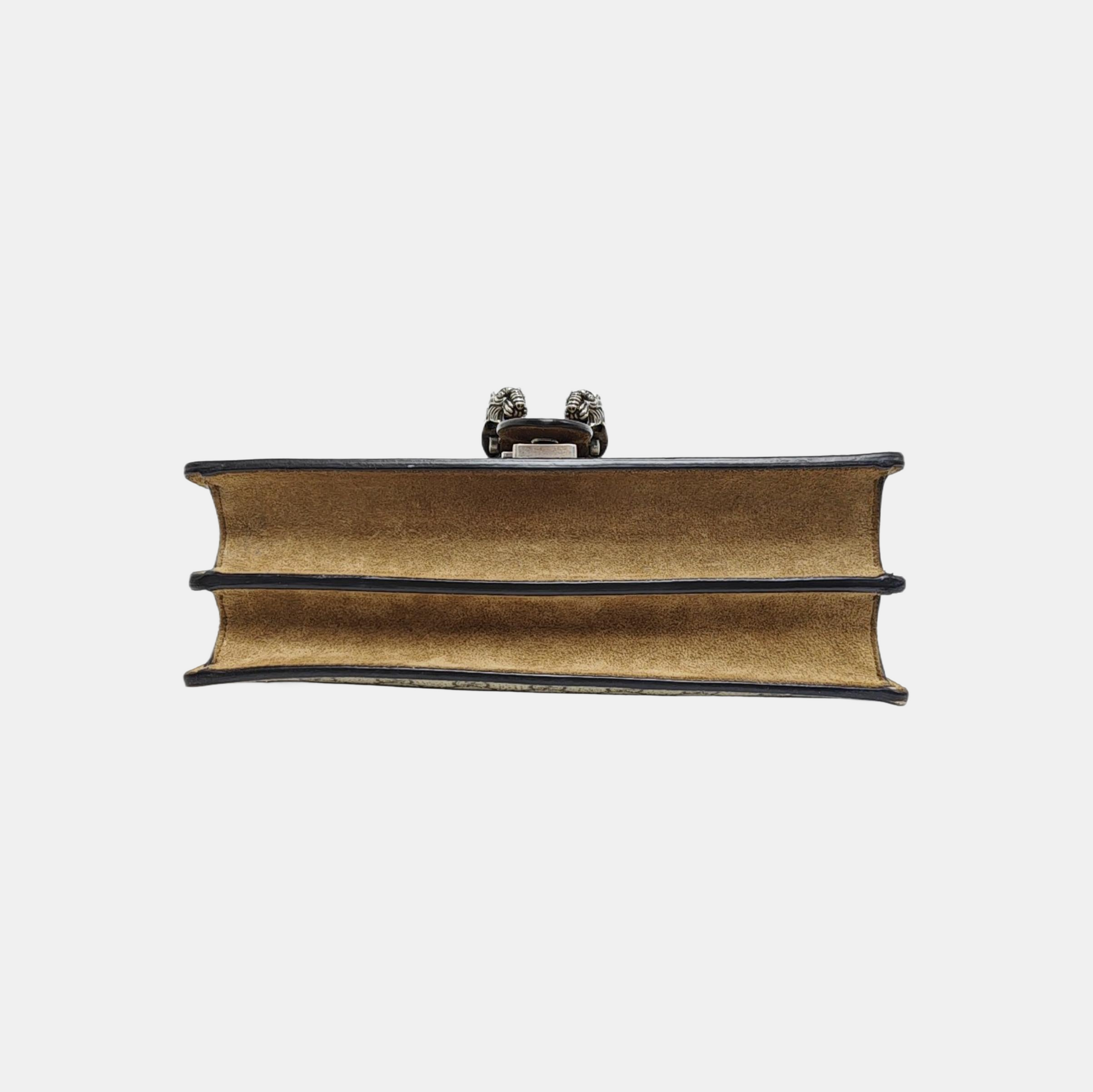 Dionysus Small Monogram Coated Canvas Beige